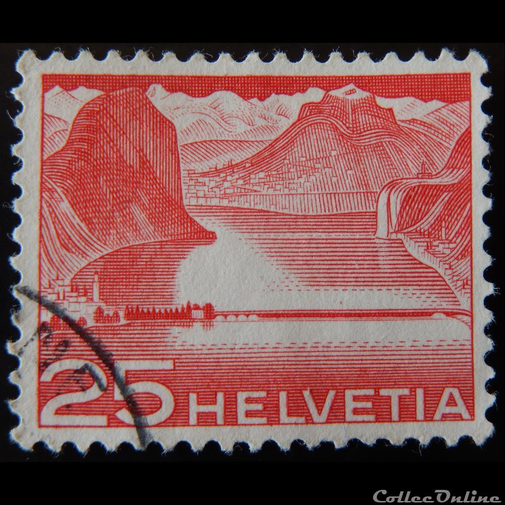 Suisse 00486 Barage près de Melide 25cts de 1949 timbre europe suisse 00486 barage pres de melide 25cts de 1949
