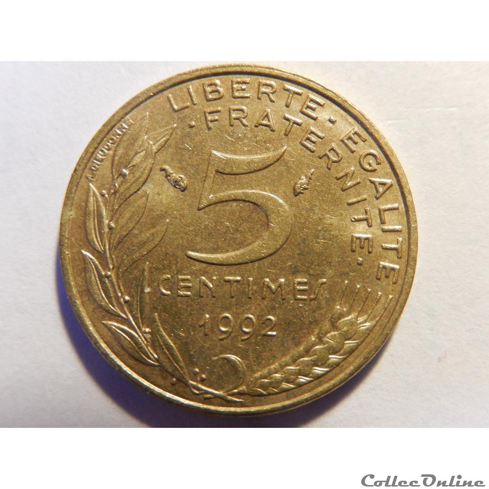 5 centimes Marianne 1992 4 plis monnaie france moderne 5 centimes marianne 1992 4 plis
