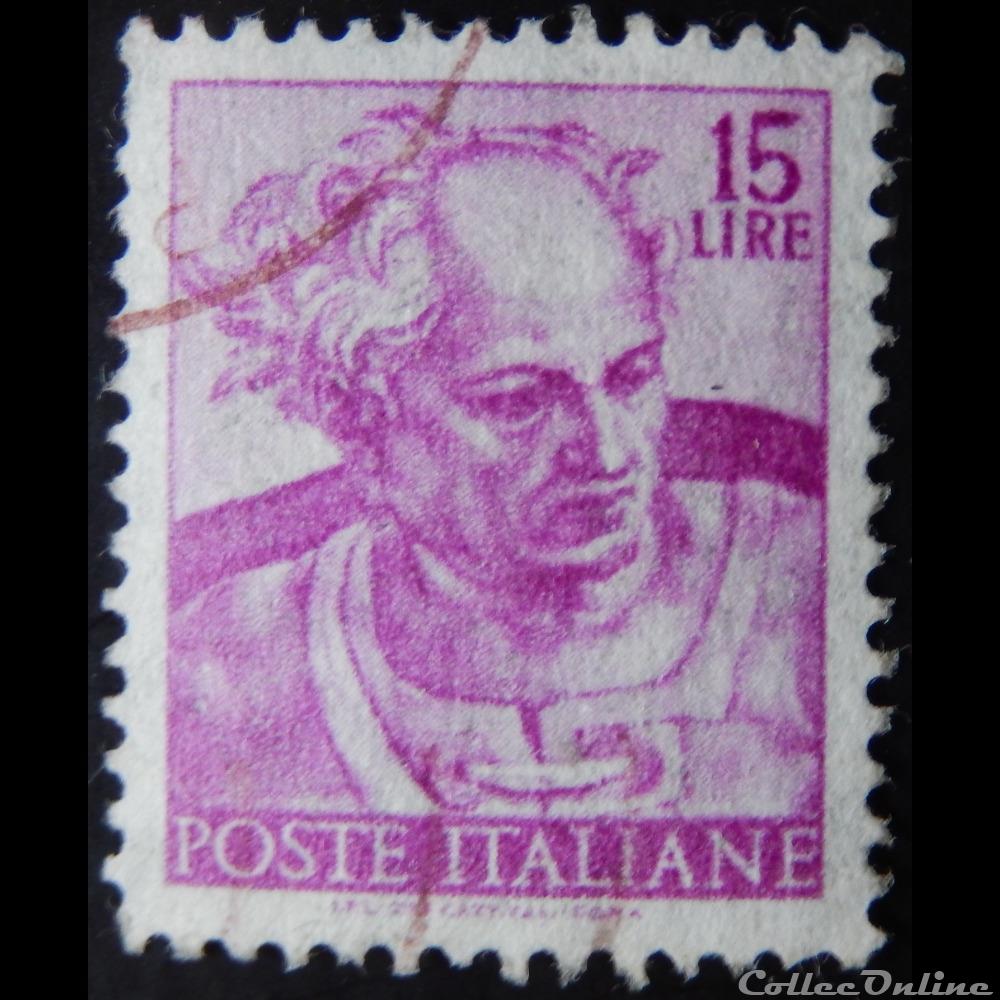 timbre europe italie 00829 fresque de michelangelo 15 lires de 1961