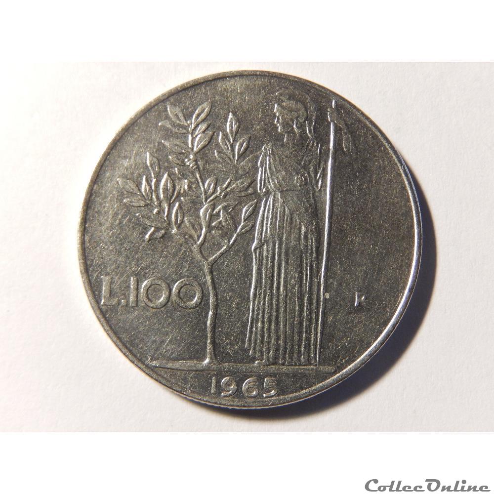 Italie, 100 lires 1965 monnaie monde italie 100 lires 1965