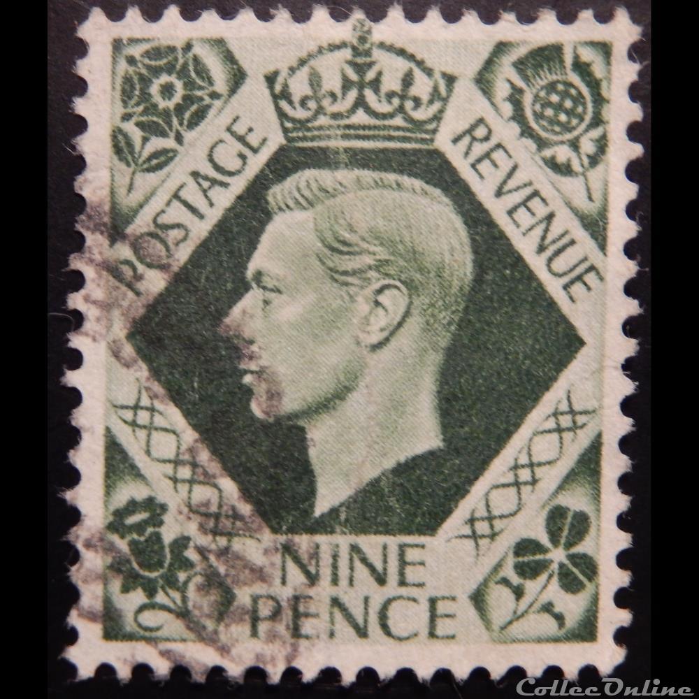Royaume-Uni 00220 roi Georges VI 9d de 1939 timbre europe royaume uni 00220 roi georges vi 9d de 1939