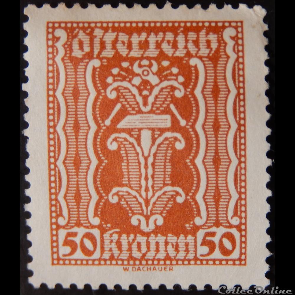 timbre europe autriche 00267 symbolisme marteau et pince 50kr de 1922