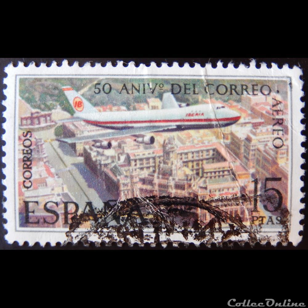 timbre europe espagne 01713 poste aerienne espagnol 15ptas de 1971