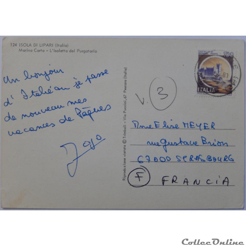 CP d'Italie, Sicile, île de Lipari carte postale europe auvergne cp italie sicile ile de lipari