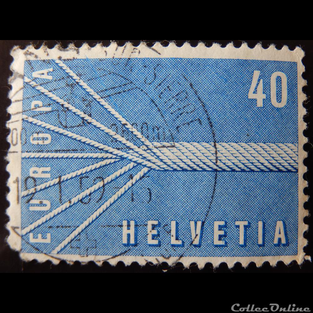 Suisse 00596 Cable à 7 brins 40cts de 1957 timbre europe suisse 00596 cable a 7 brins 40cts de 1957