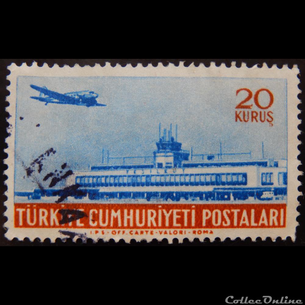 Turquie PA0029 aéroport 20 Kurus de 1954 timbre asie turquie pa0029 aeroport 20 kurus de 1954
