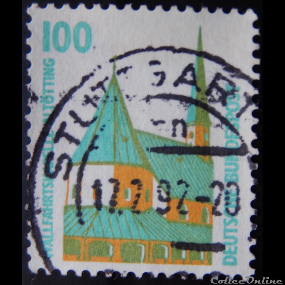Allemagne RFA 01238 chapelle d'Altötting 100pf de 1989 3 timbre europe allemagne rfa 01238 chapelle altotting 100pf de 1989