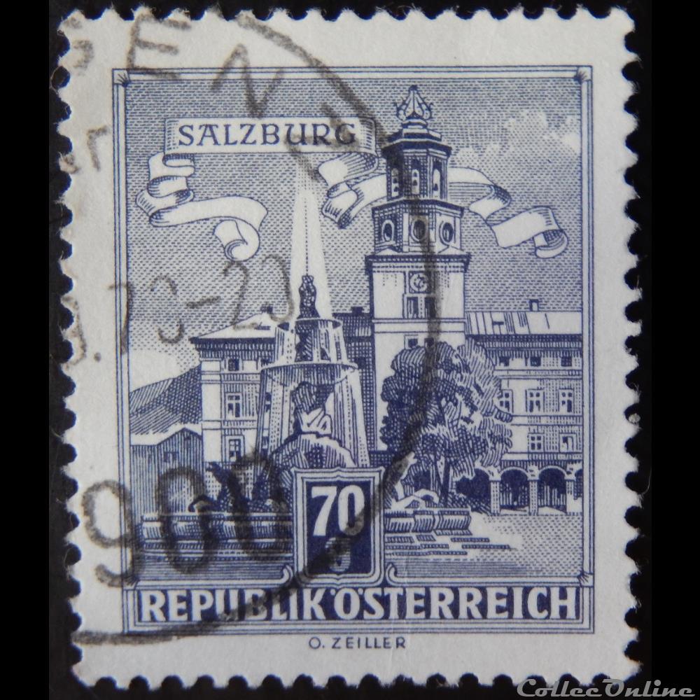 Autriche 00953B fontaine de la résidence, Salzburg 70Gr de 1962 timbre europe autriche 00953b fontaine de la residence salzburg 70gr de 1962
