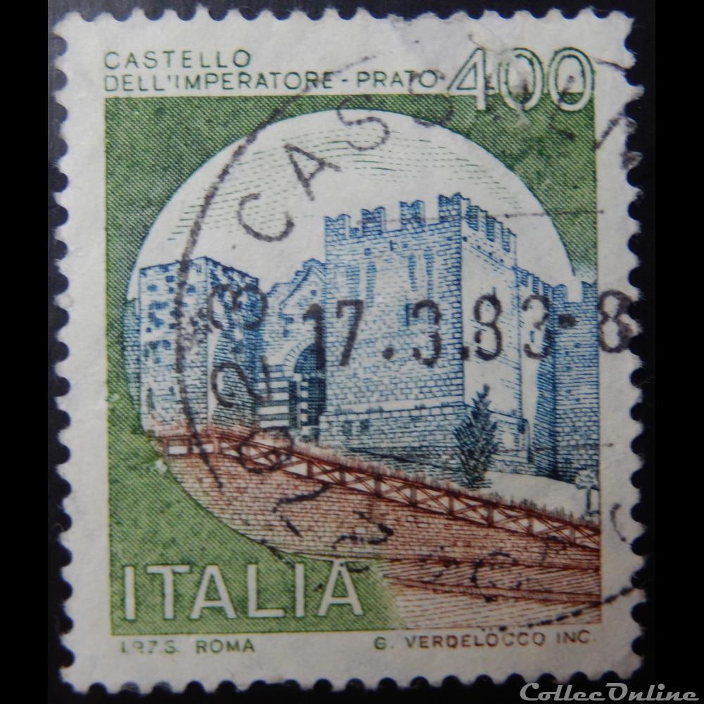 timbre europe italie 01449 chateau de prato 400 lires de 1980
