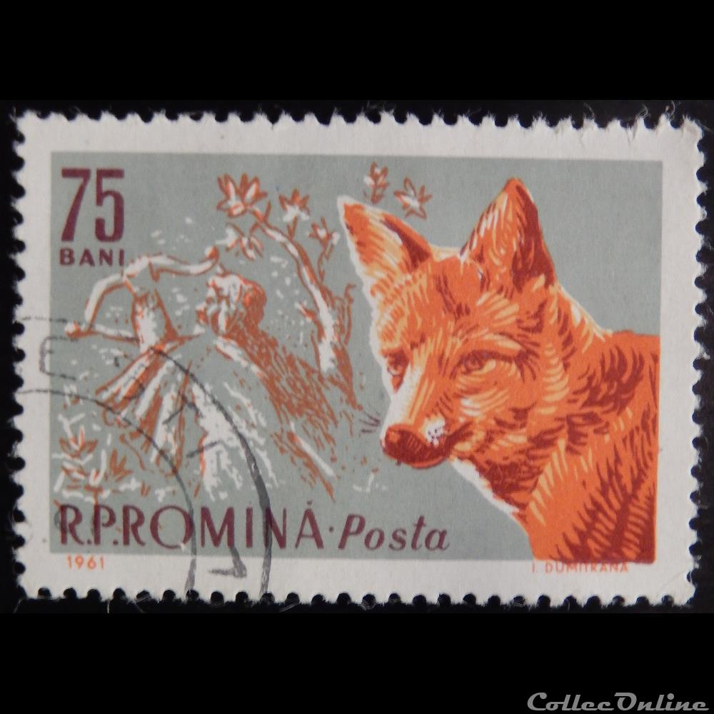 Roumanie 01786 Renard 75 Bani de 1961 timbre europe roumanie 01786 renard 75 bani de 1961