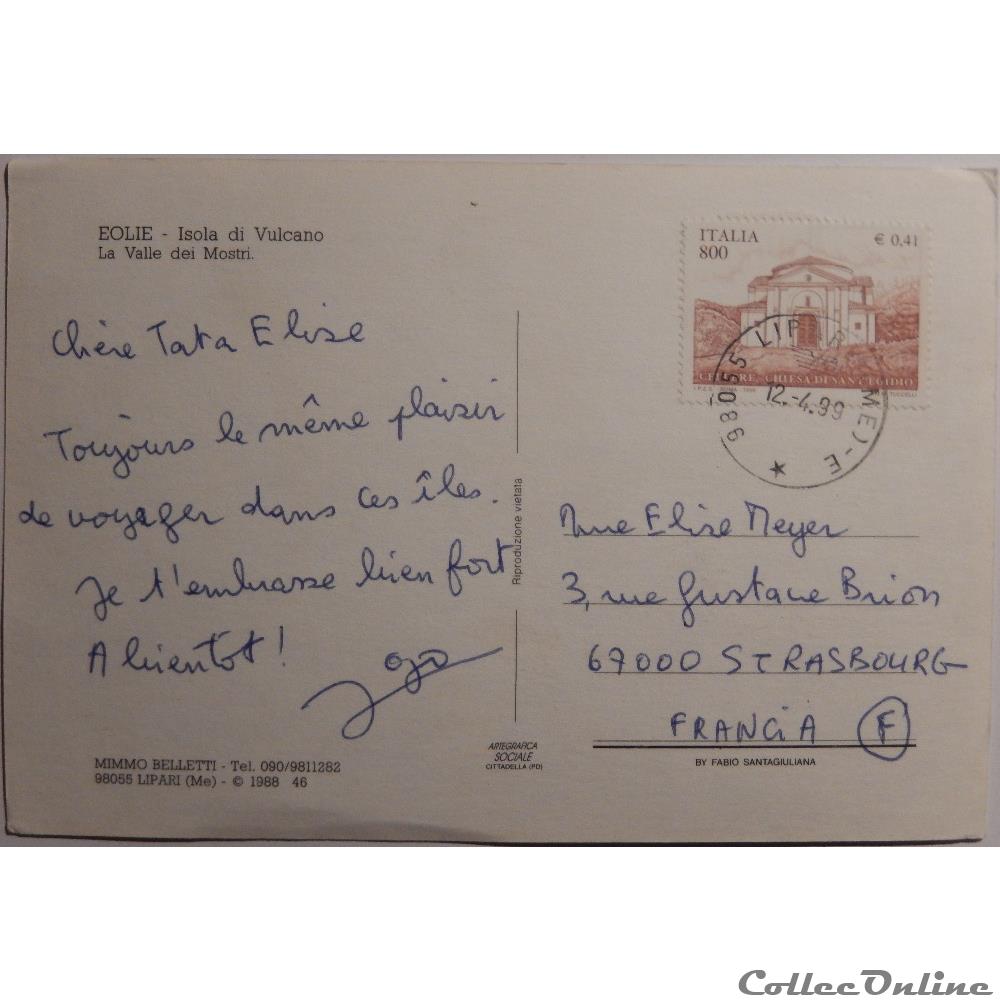 CP d'Italie, Sicile, îles Eoliennes carte postale europe provence cote d azur cp italie sicile iles eoliennes