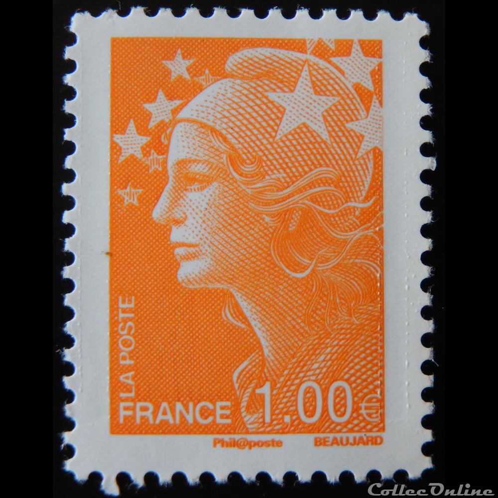 timbre france 04235 marianne de beaujard 1 euro orange