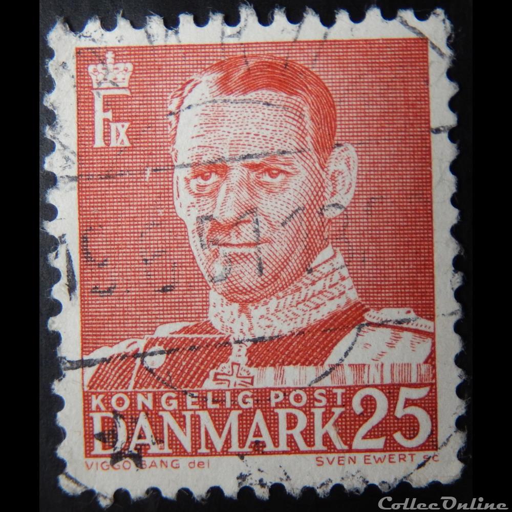 timbre europe danemark 00320 roi frederik ix de 25ore de 1950