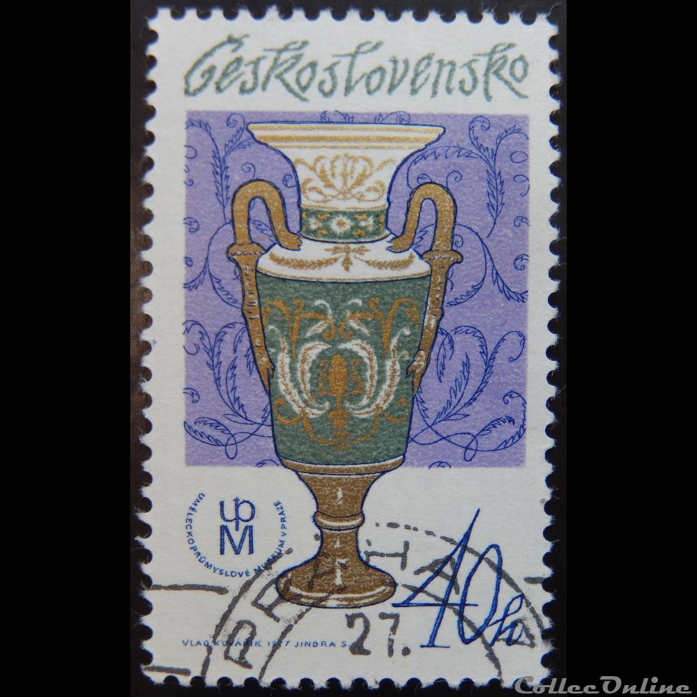 Tchécoslovaquie 02219 porcelaine traditionnelle tchèque 40 h de 1977 timbre europe republique tchecoslovaquie 02219 porcelaine traditionnelle tcheque 40 h de 1977
