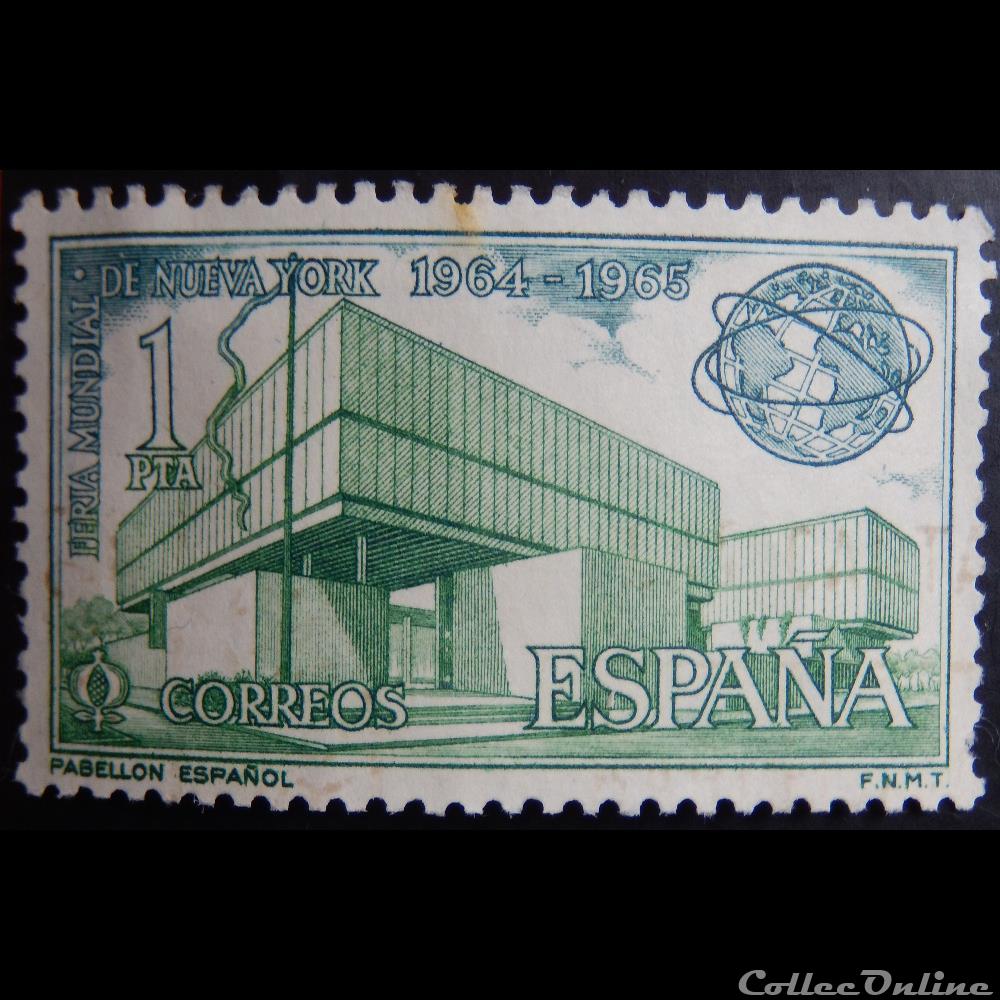 Espagne 01242 foire mondiale de New-York 1Pta de 1964 timbre europe espagne 01242 foire mondiale de new york 1pta de 1964