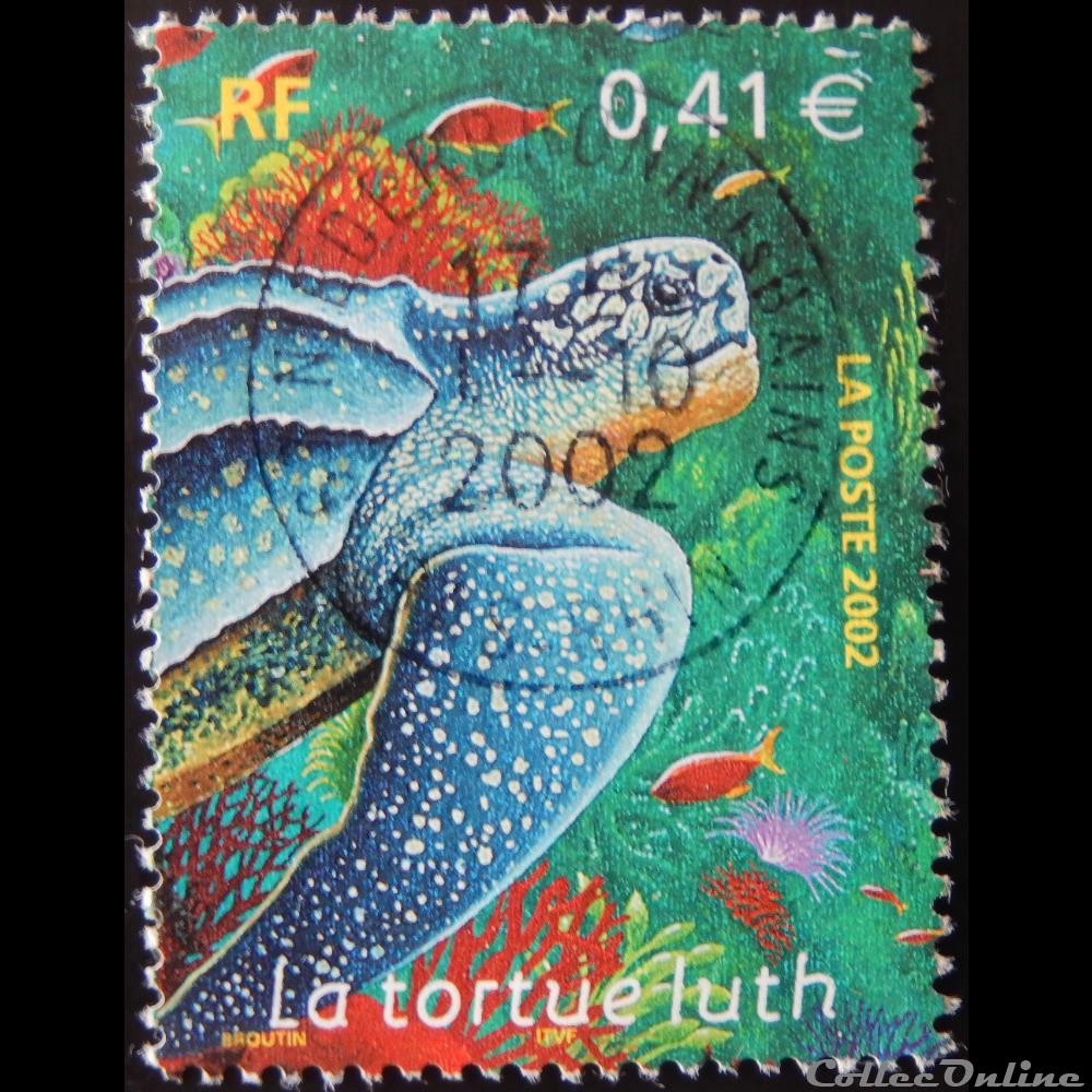 03485 Animaux marins La tortue luth 0.41€ de 2002 timbre france 03485 animaux marins la tortue luth 0 41 de 2002