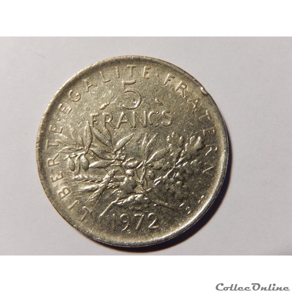 5 Francs Semeuse 1972 monnaie france moderne 5 francs semeuse 1972