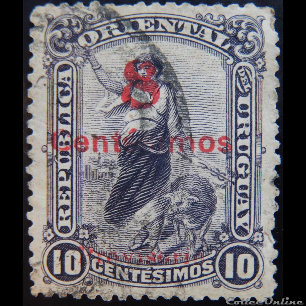 timbre amerique venezuela uruguay 00176 bergere 8c de 1909