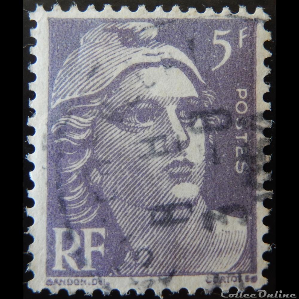 008 Marianne De Gandon 5 F Violet Stamps Europe France 1951