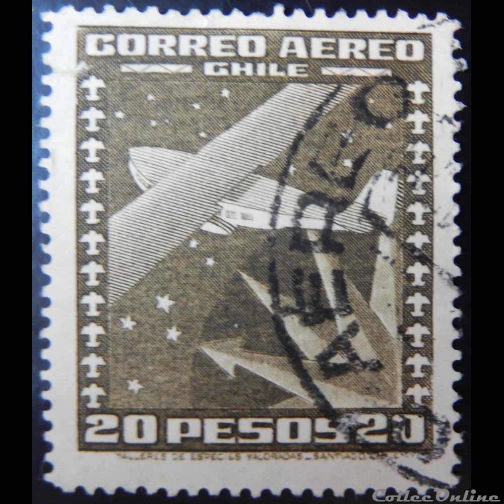 Chili PA0103 avion 20p de 1945 timbre amerique chili pa0103 avion 20p de 1945