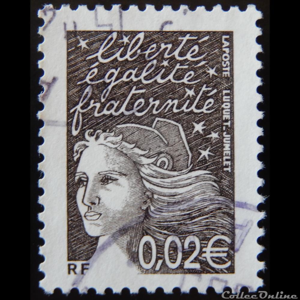 03444 Marianne de Luquet 0,02 € brun de 2002 3 timbre france 03444 marianne de luquet 0 02 brun de 2002