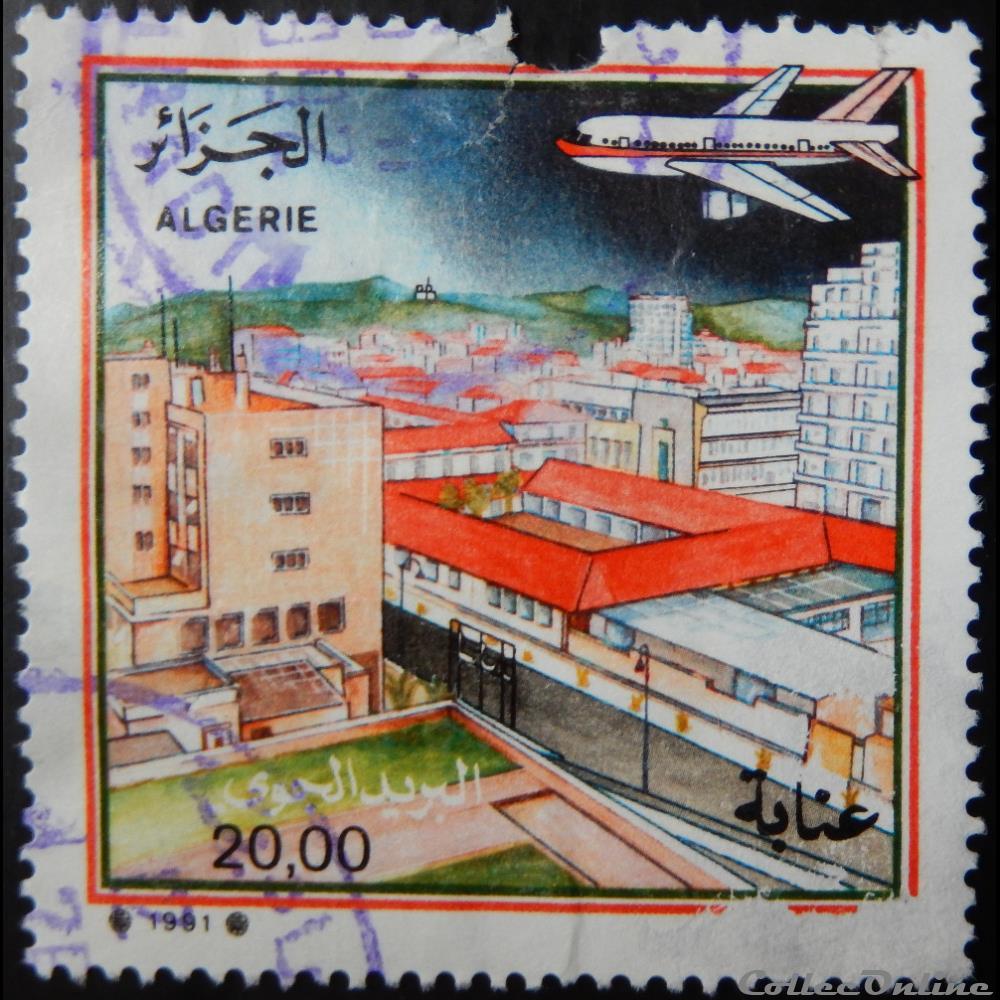 timbre afrique algerie pa0023 avion au dessus annaba 20 00d de 1991