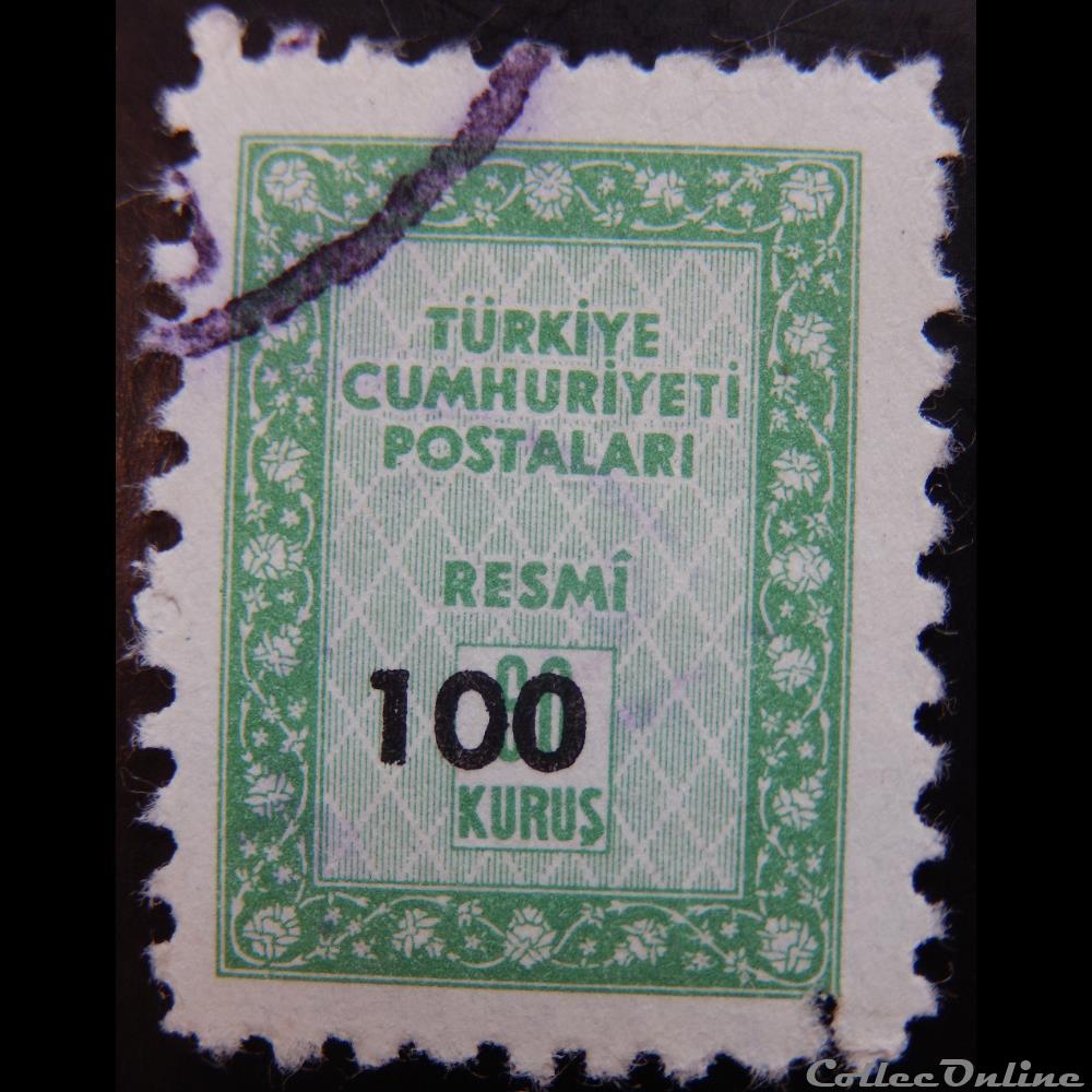 timbre asie turquie s0081 officiel vert 100 kurus de 1963