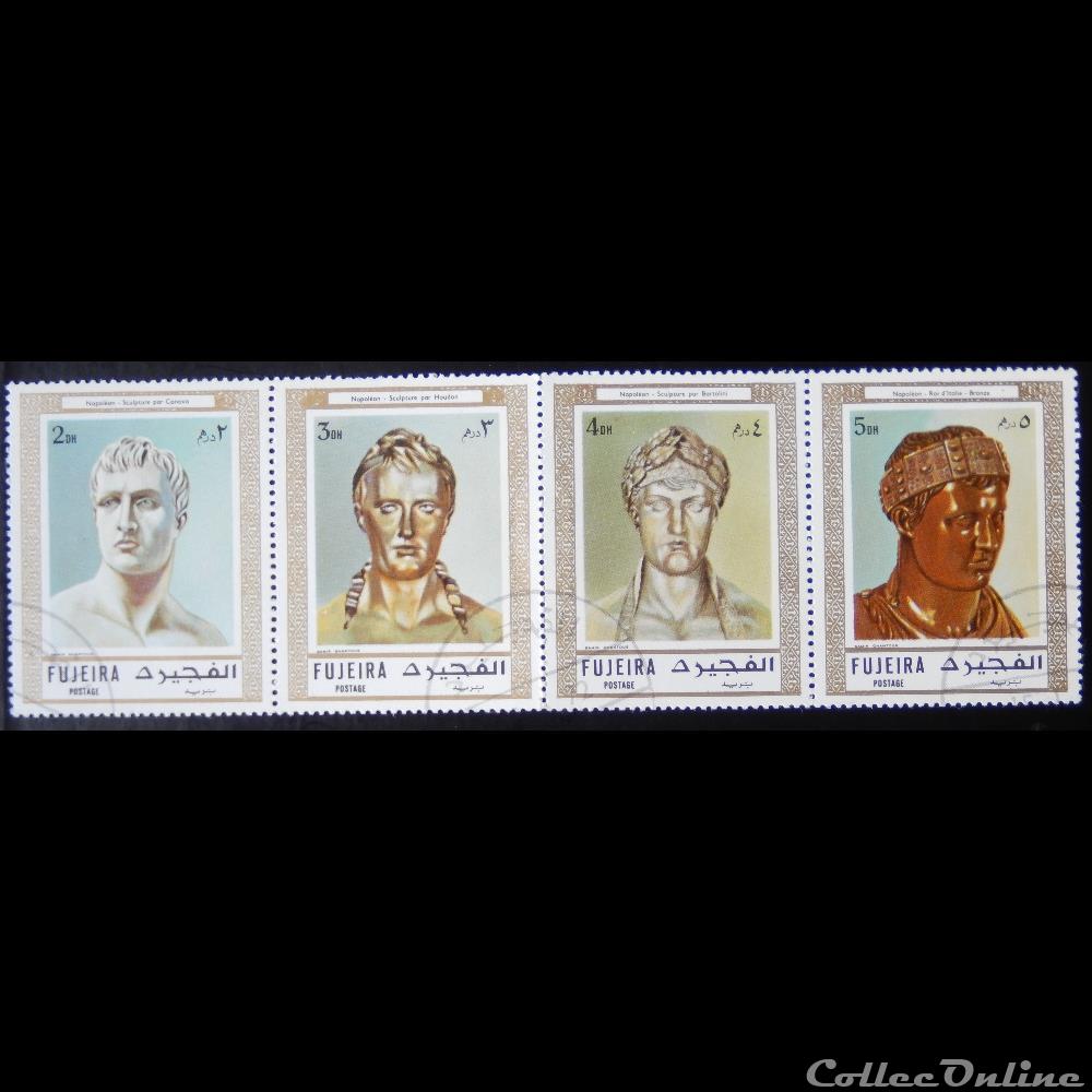 timbre asie emirat arabe uni fujeira 00138 c buste de napoleon bonaparte 3d de 1972