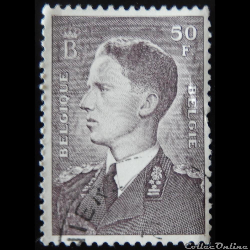 timbre europe belgique 00879 roi baudouin 50f de 1952