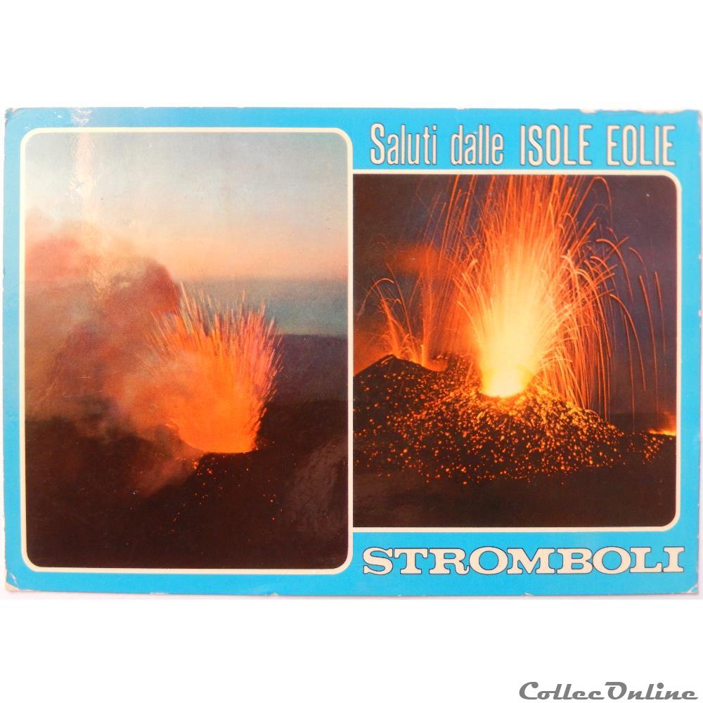 carte postale europe pay de la loire cp italie sicile iles eoliennes stromboli