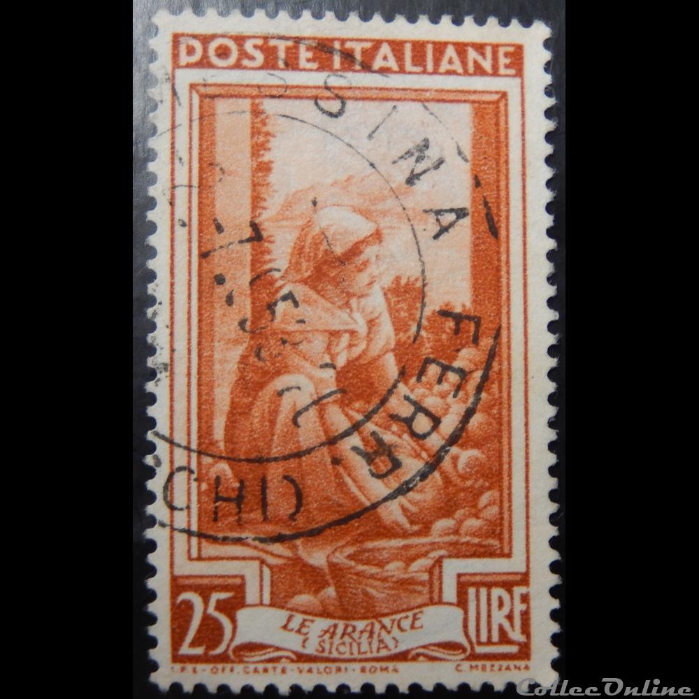 timbre europe italie 00581 sicile les oranges 25 lires de 1950