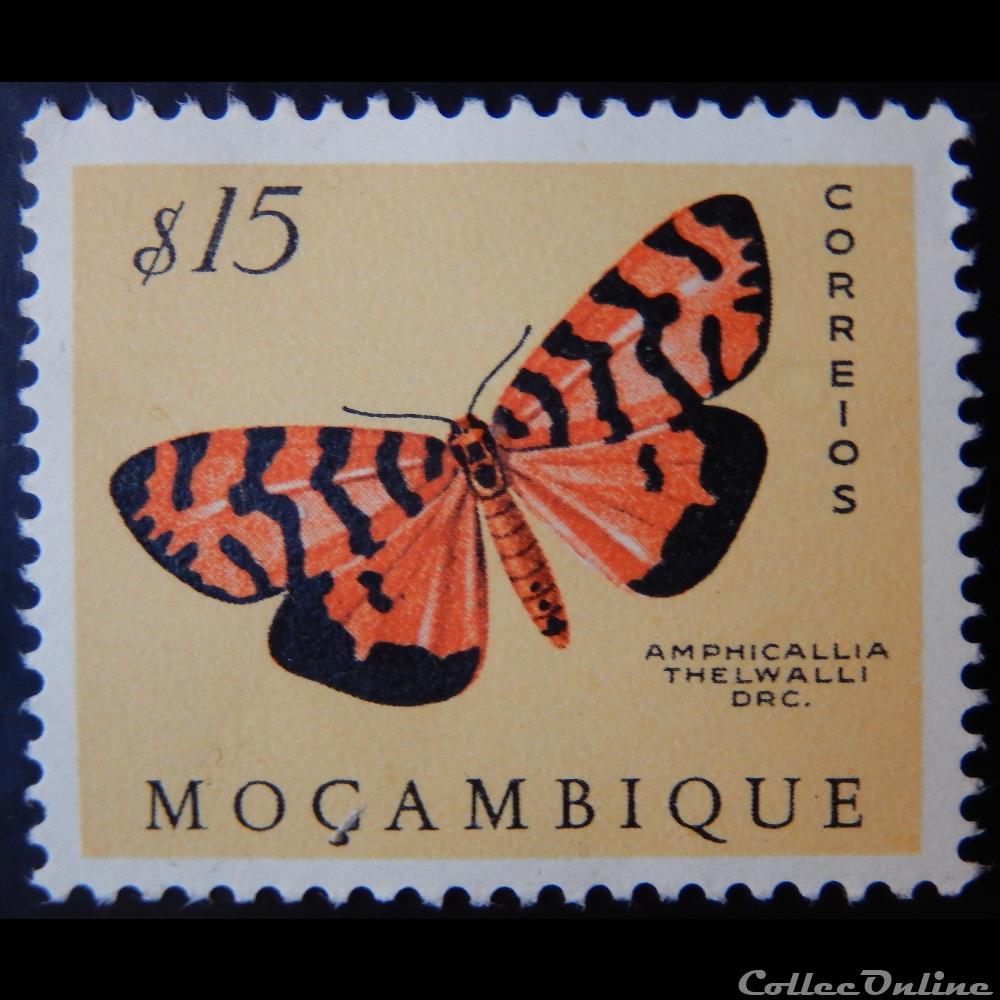 timbre afrique mozambique 00420 papillon amphicallia thelwalli 15 de 1953