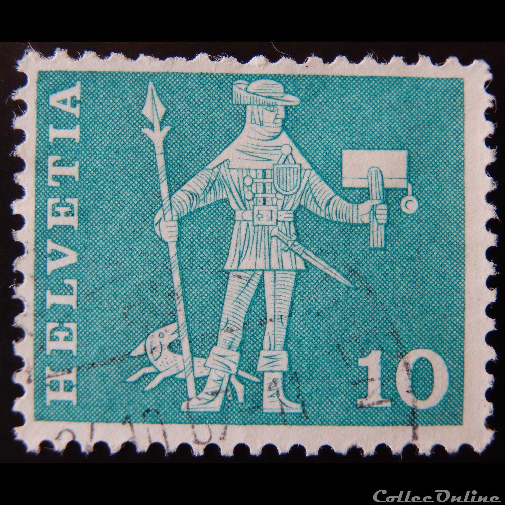 Suisse 00644 Messager de Schwyz 10cts de 1960 timbre europe suisse 00644 messager de schwyz 10cts de 1960