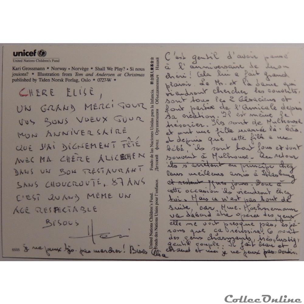 carte postale alsace cp unicef