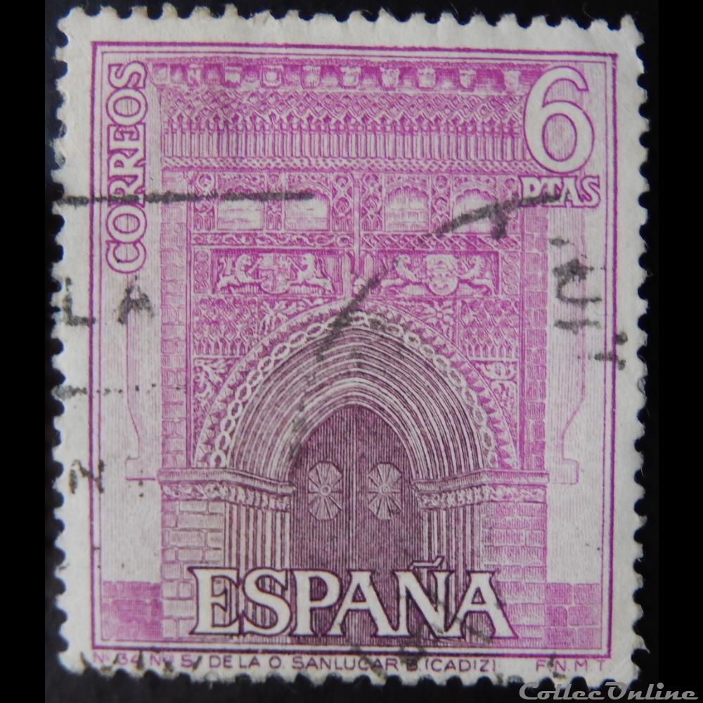 Espagne 01467 Eglise Notre-Dame de Sanlucar 6Ptas de 1967 2 timbre europe espagne 01467 eglise notre dame de sanlucar 6ptas de 1967