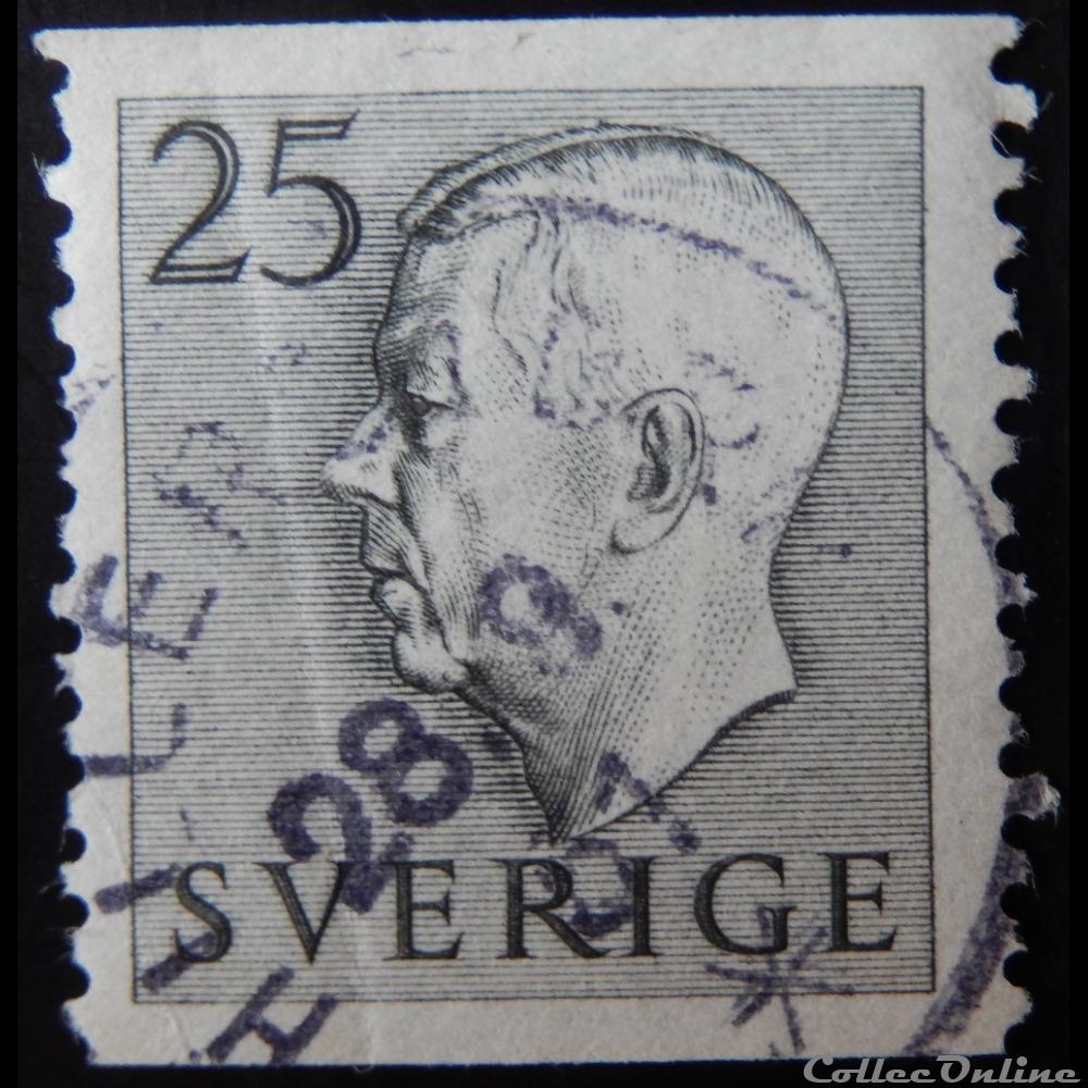 timbre europe suede 00359 roi gustave vi 25ore de 1951