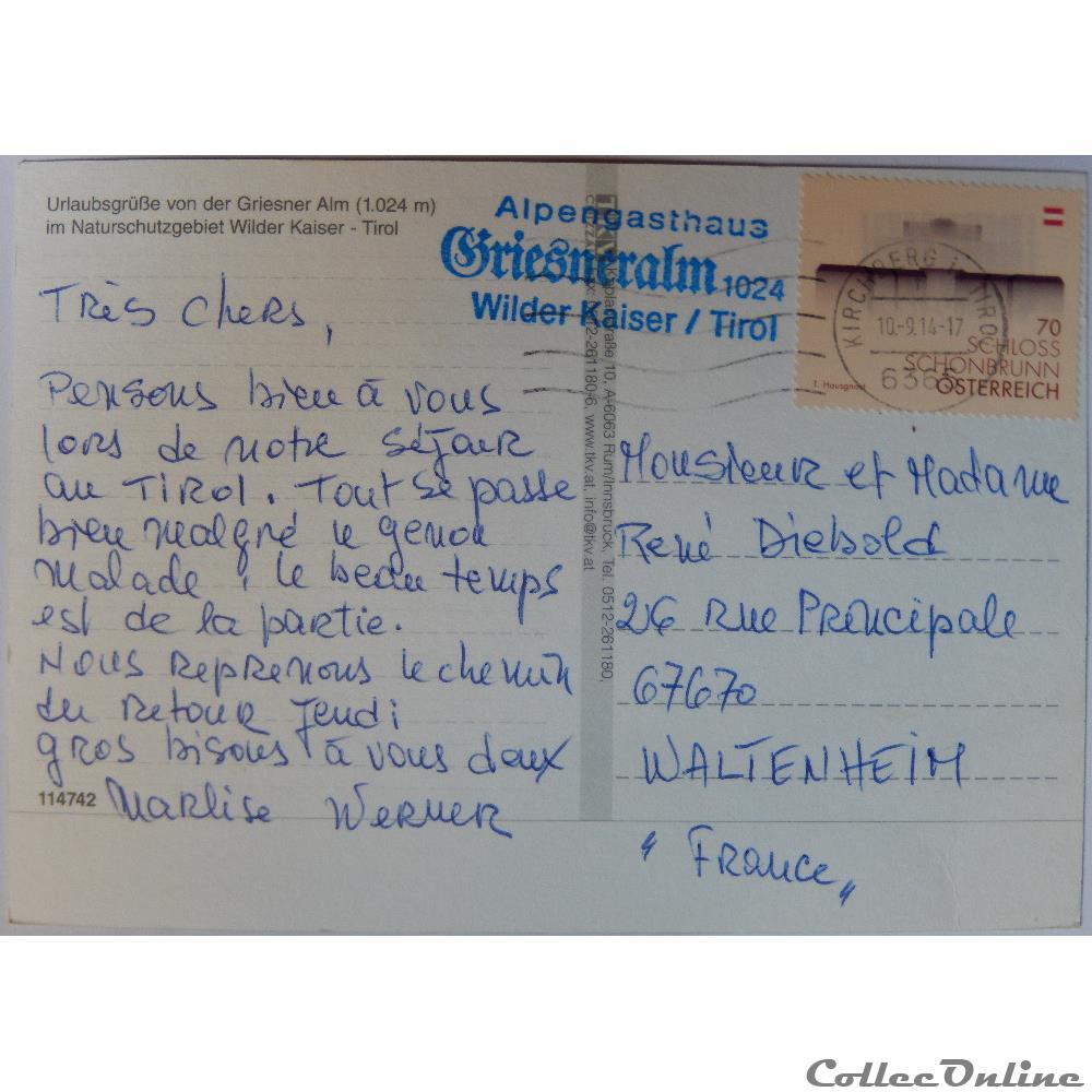 carte postale europe ile de france cp autriche tirol kirchdorf griesner alm