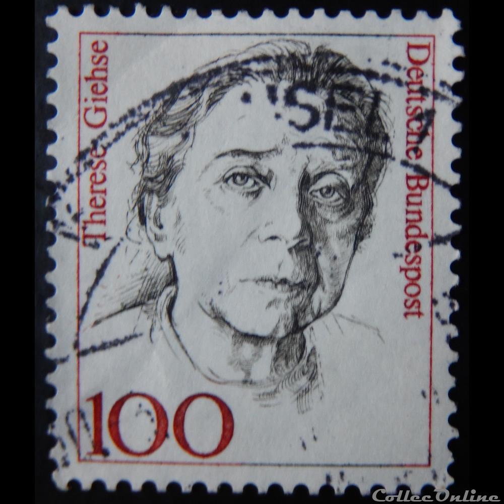 Allemagne RFA 01222 Thérèse Giehse 100pf de 1988 4 timbre europe allemagne rfa 01222 therese giehse 100pf de 1988