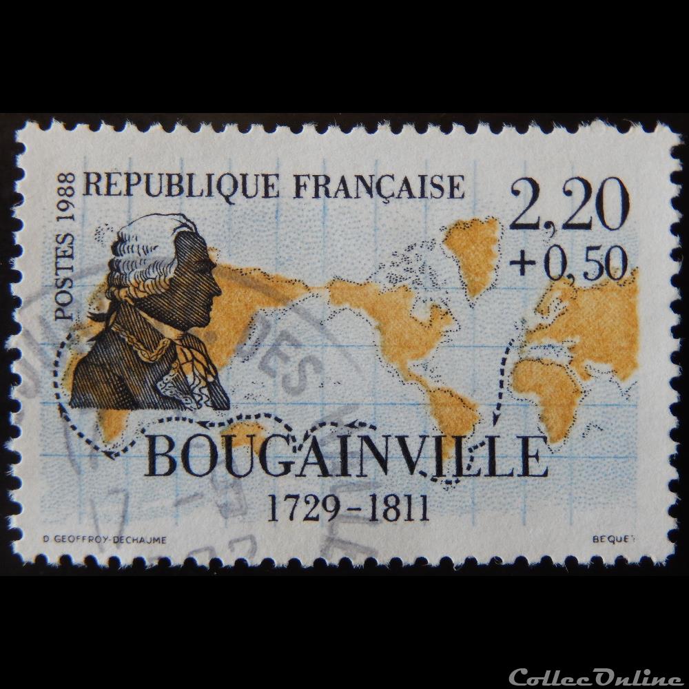 02521 Bougainville 1729-1811 2F20 + 0.50 timbre france 02521 bougainville 1729 1811 2f20 0 50