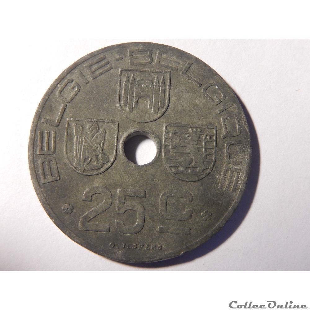 monnaie monde belgique 25 centimes 1942