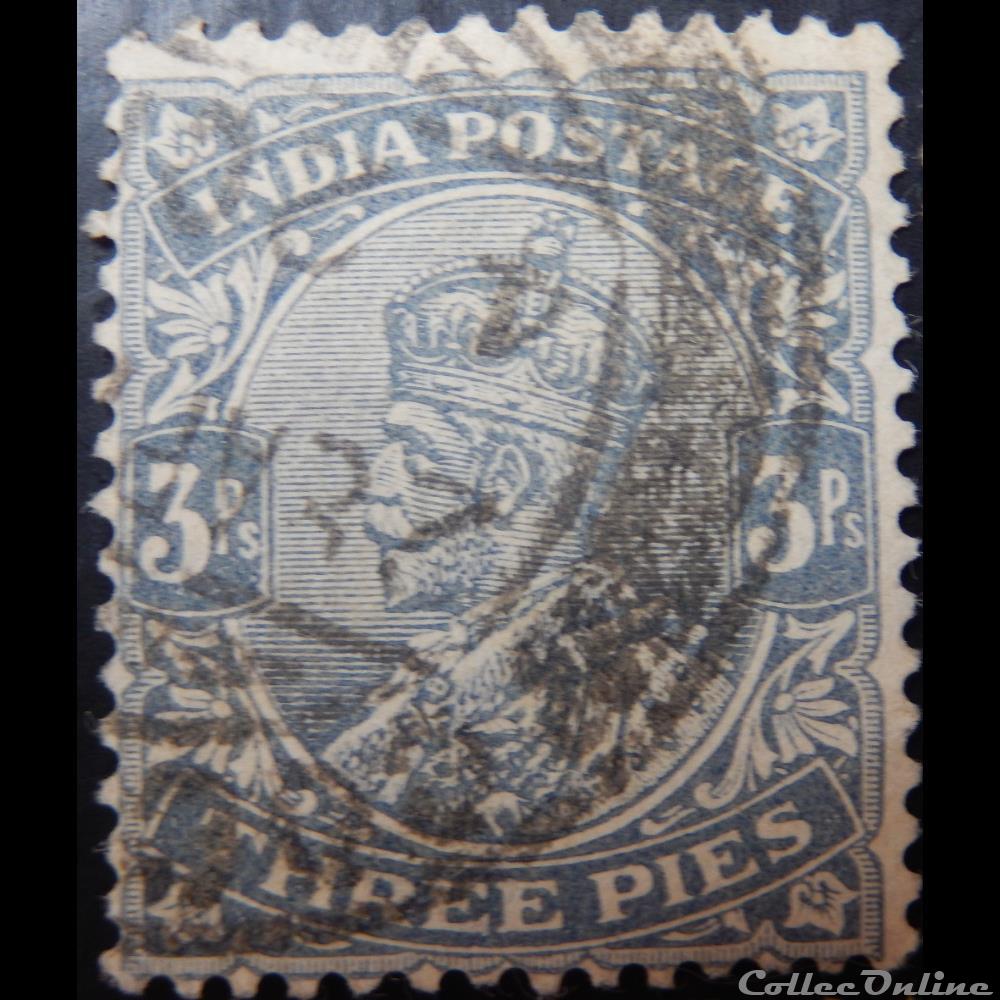 Inde coloniale 00079 roi George V 3 Pies de 1911 timbre asie inde coloniale 00079 roi george v 3 pies de 1911
