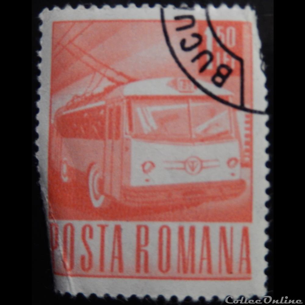 Roumanie 02356 Tramway 1.50 Lei de 1968 timbre europe roumanie 02356 tramway 1 50 lei de 1968