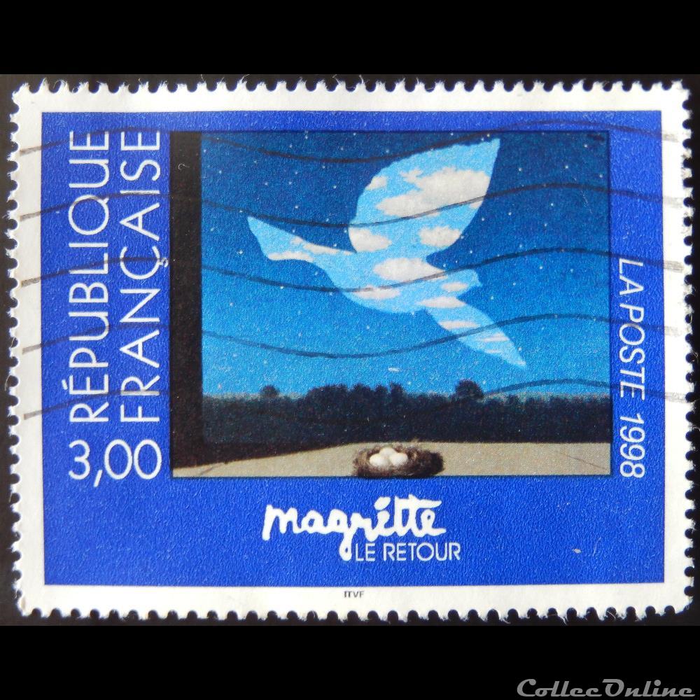 03145 Magritte «Le retour» 3F de 1998 timbre france 03145 magritte le retour 3f de 1998