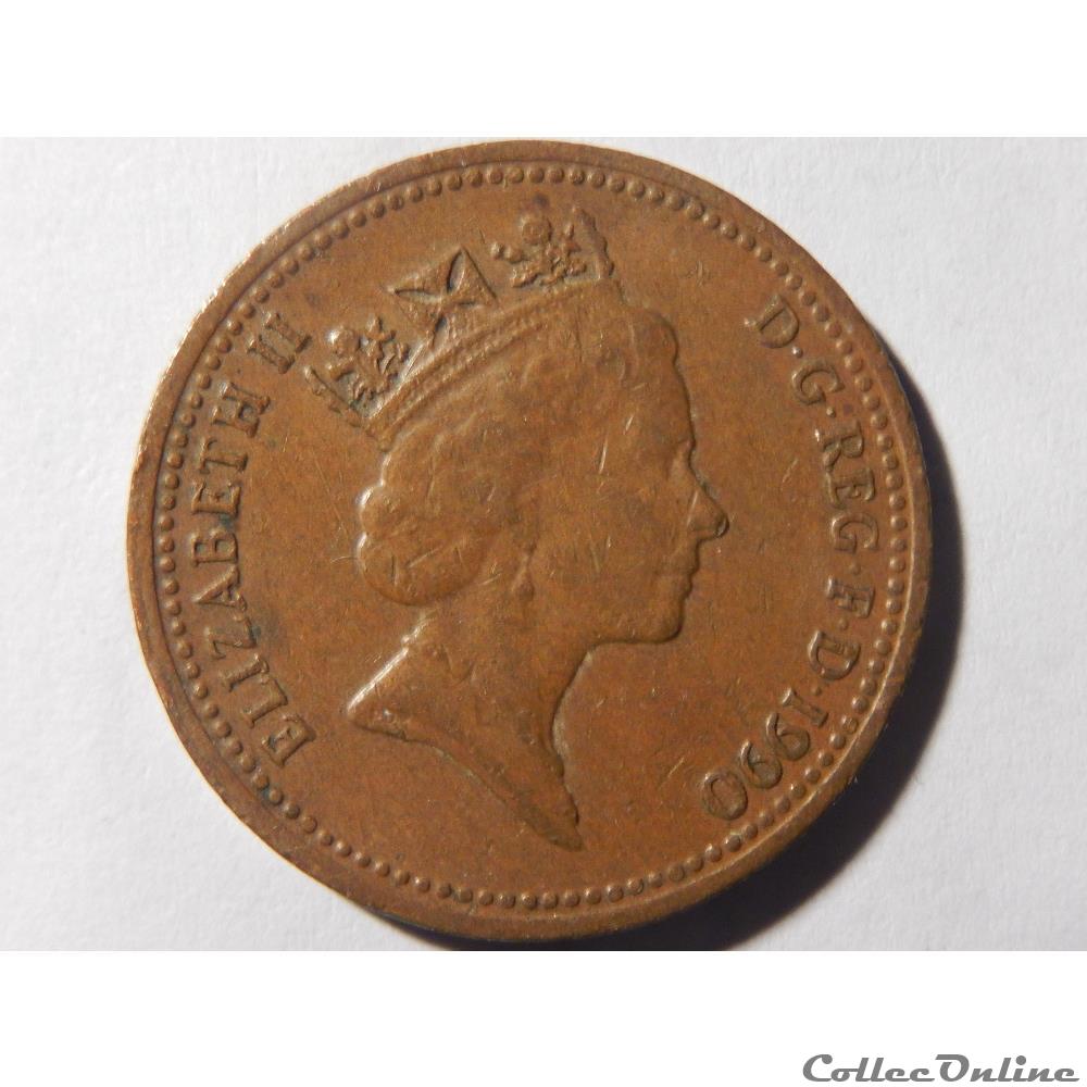 Royaume-Uni, 1 penny de 1990 2 monnaie monde royaume uni 1 penny de 1990