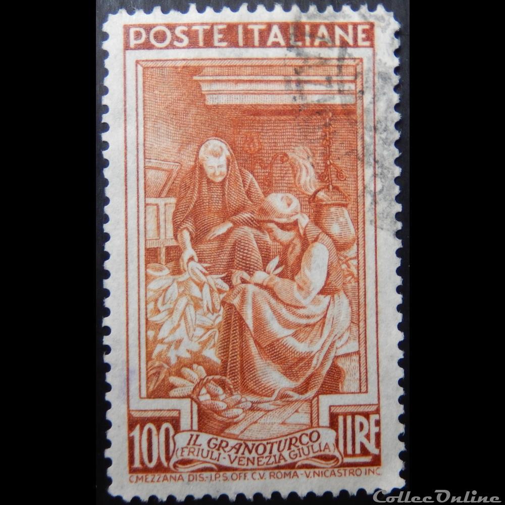 Italie 00589 Venise, le maïs 100 lires de 1950 timbre europe italie 00589 venise le mais 100 lires de 1950