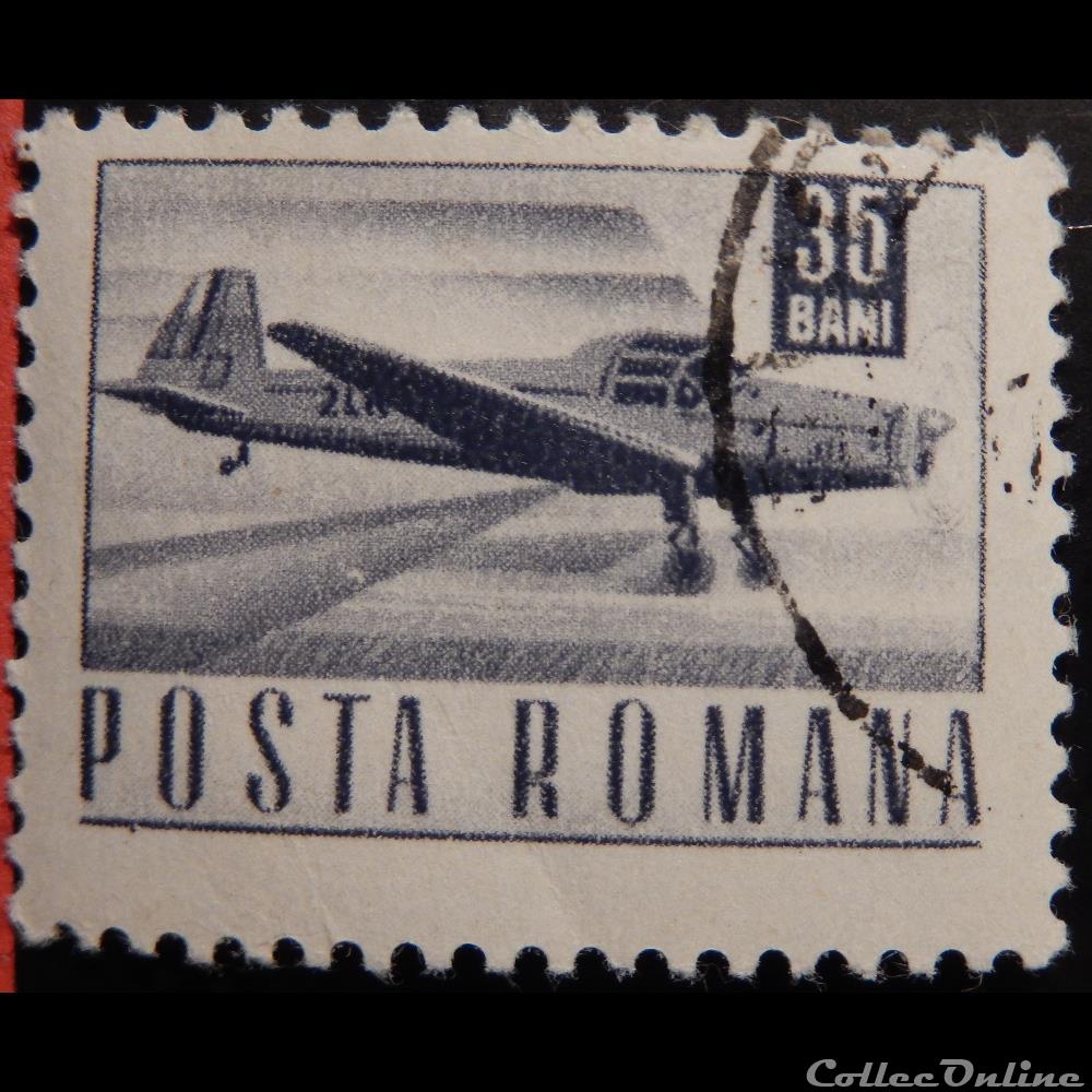 timbre europe roumanie 02348 avion 35 bani de 1968