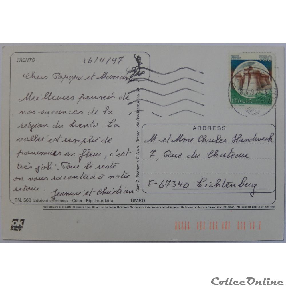 carte postale europe centre cp italie trentin haut adige trente