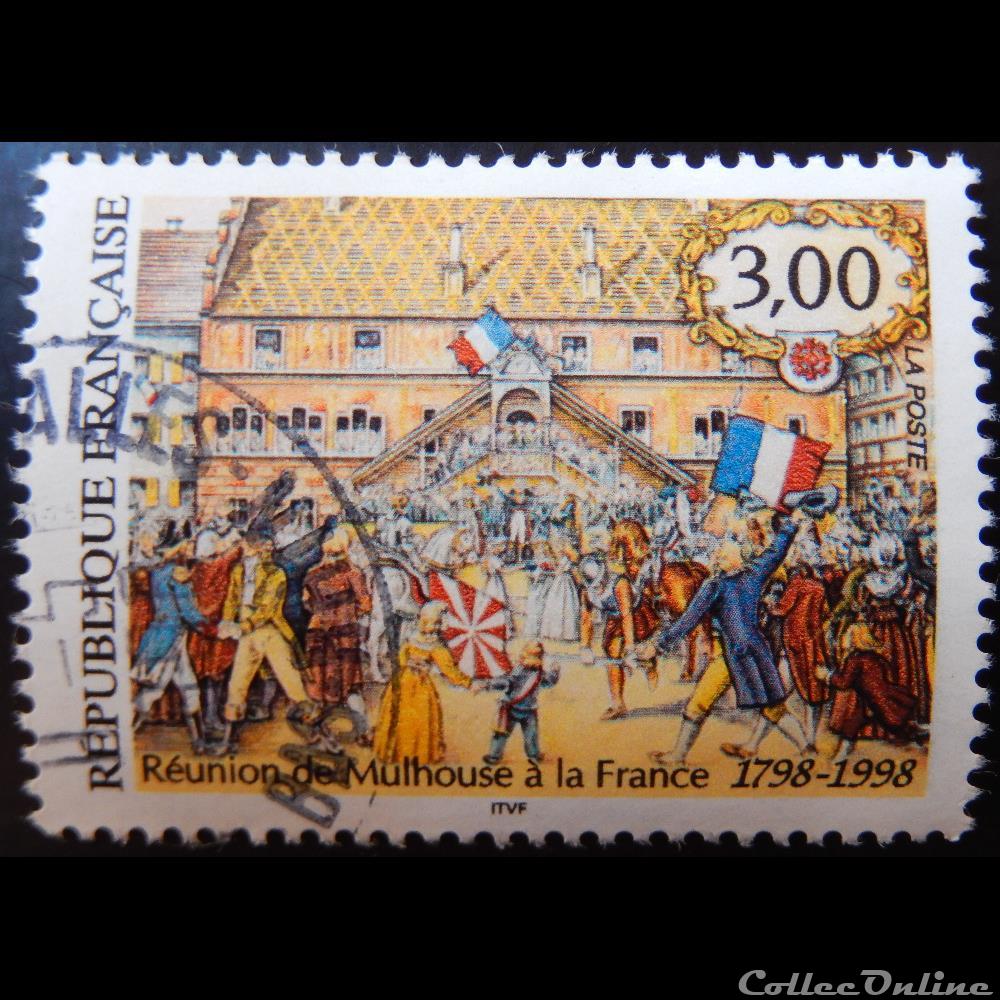 03142 Réunion de Mulhouse à la France 1798-1998 3F timbre 03142 reunion de mulhouse a la france 1798 1998 3f