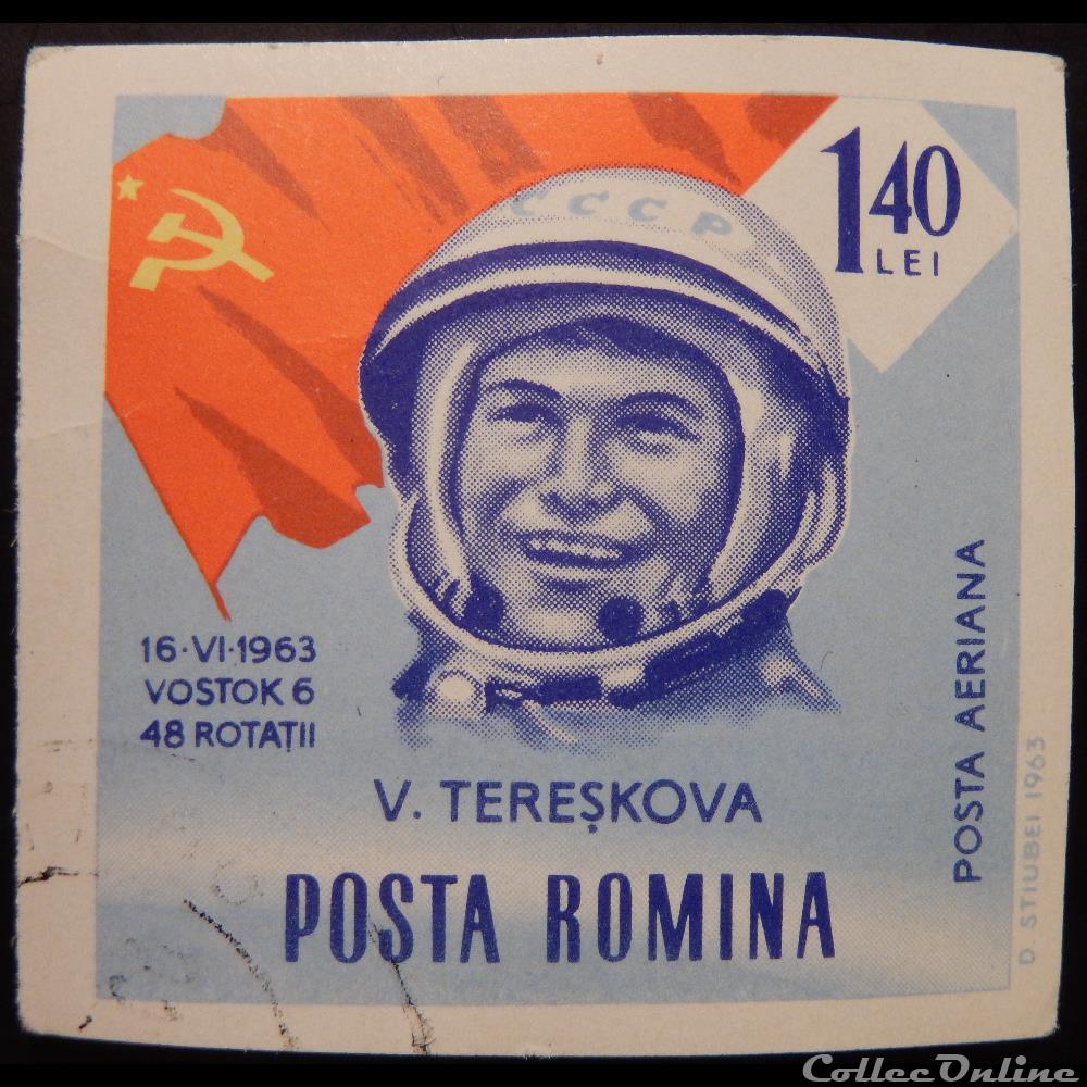 timbre europe roumanie pa0208 valentina tereskova 1 40 lei de 1964