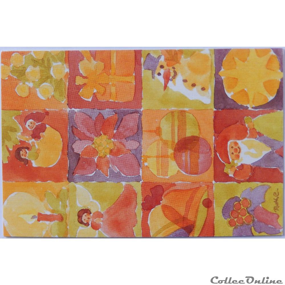 CP Peinture, Symboles de Noël carte postale alsace cp peinture symboles de noel